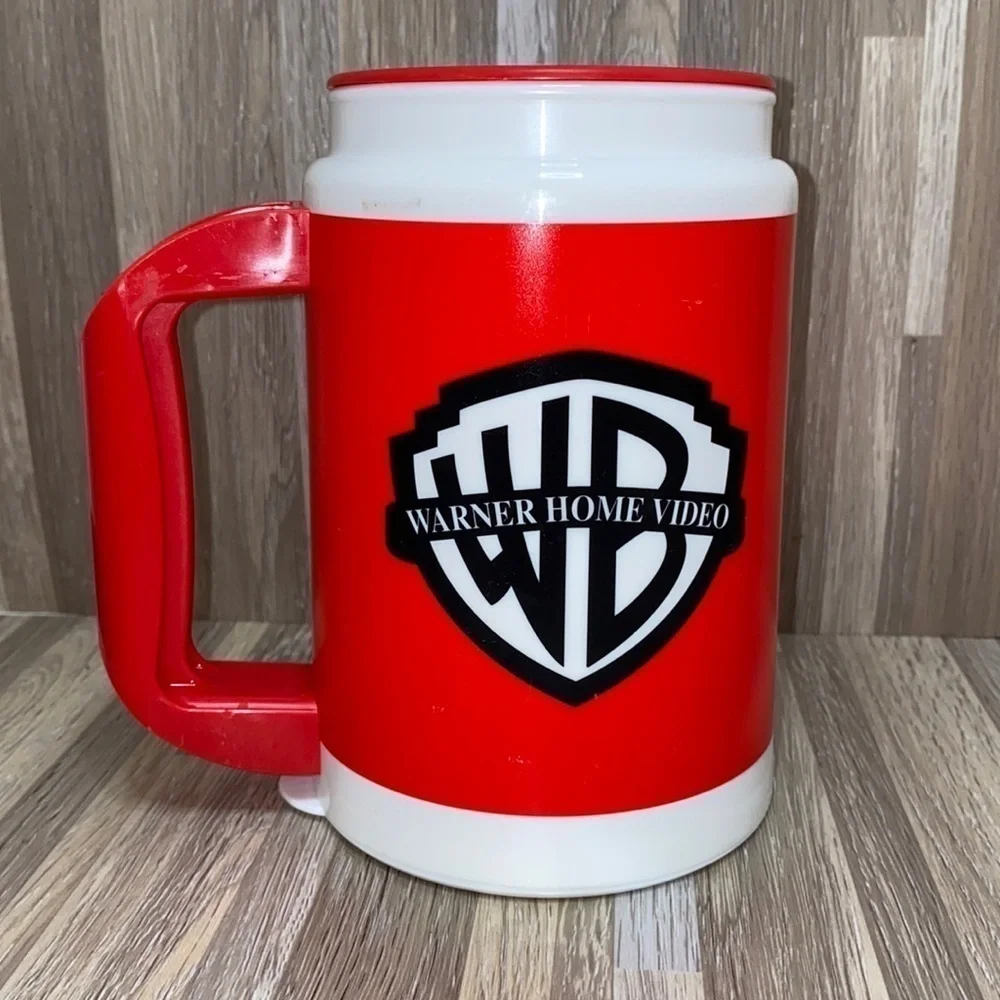 Coffee hot cold tumbler travel mug Warner Bros vintage trucker mug on the go euc - Picture 1 of 10